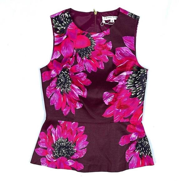 Trina Turk Milagro Floral-Print Peplum Top - Picture 3 of 5